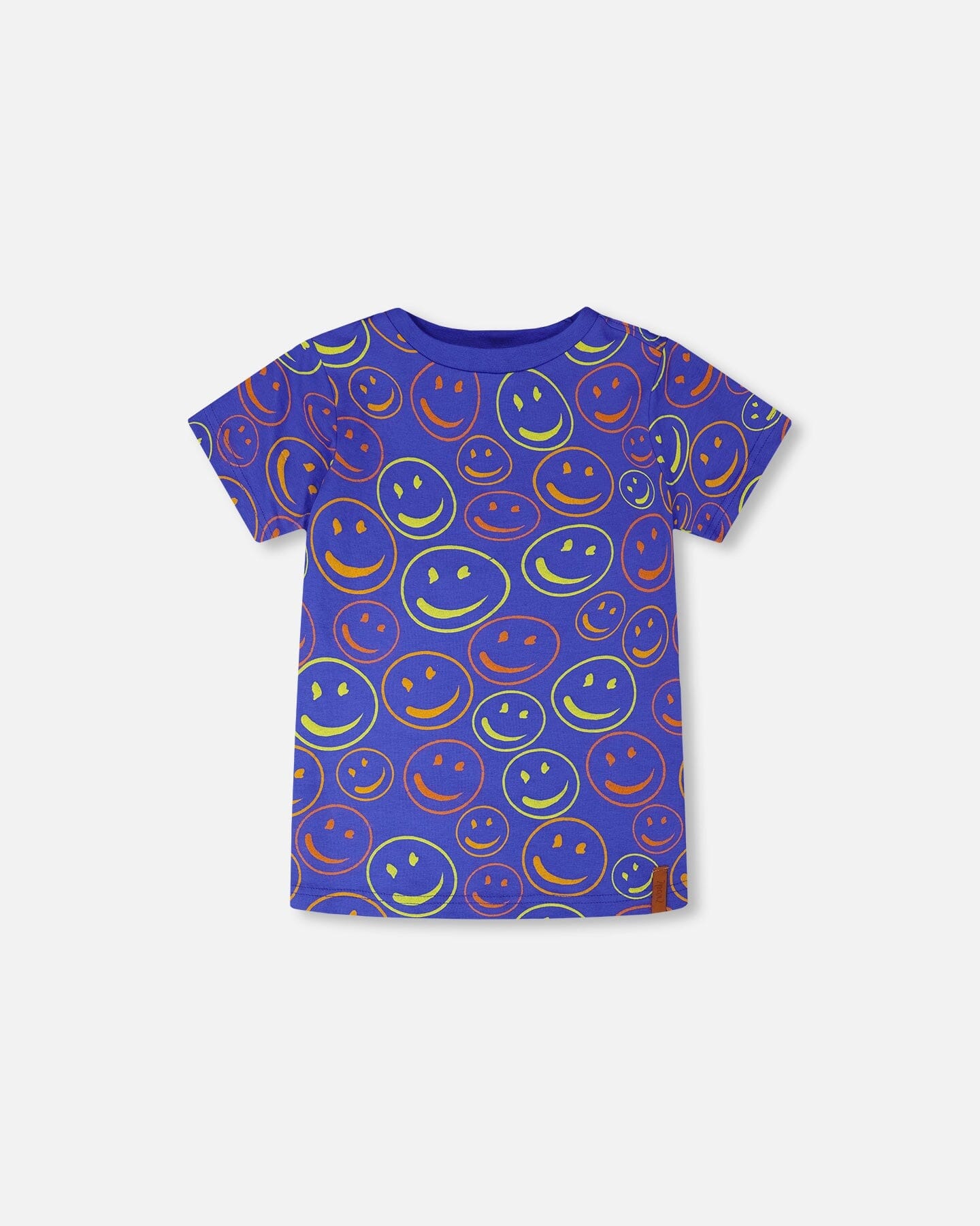 Organic Cotton Jersey T-Shirt Blue Smiley Print - Image 10