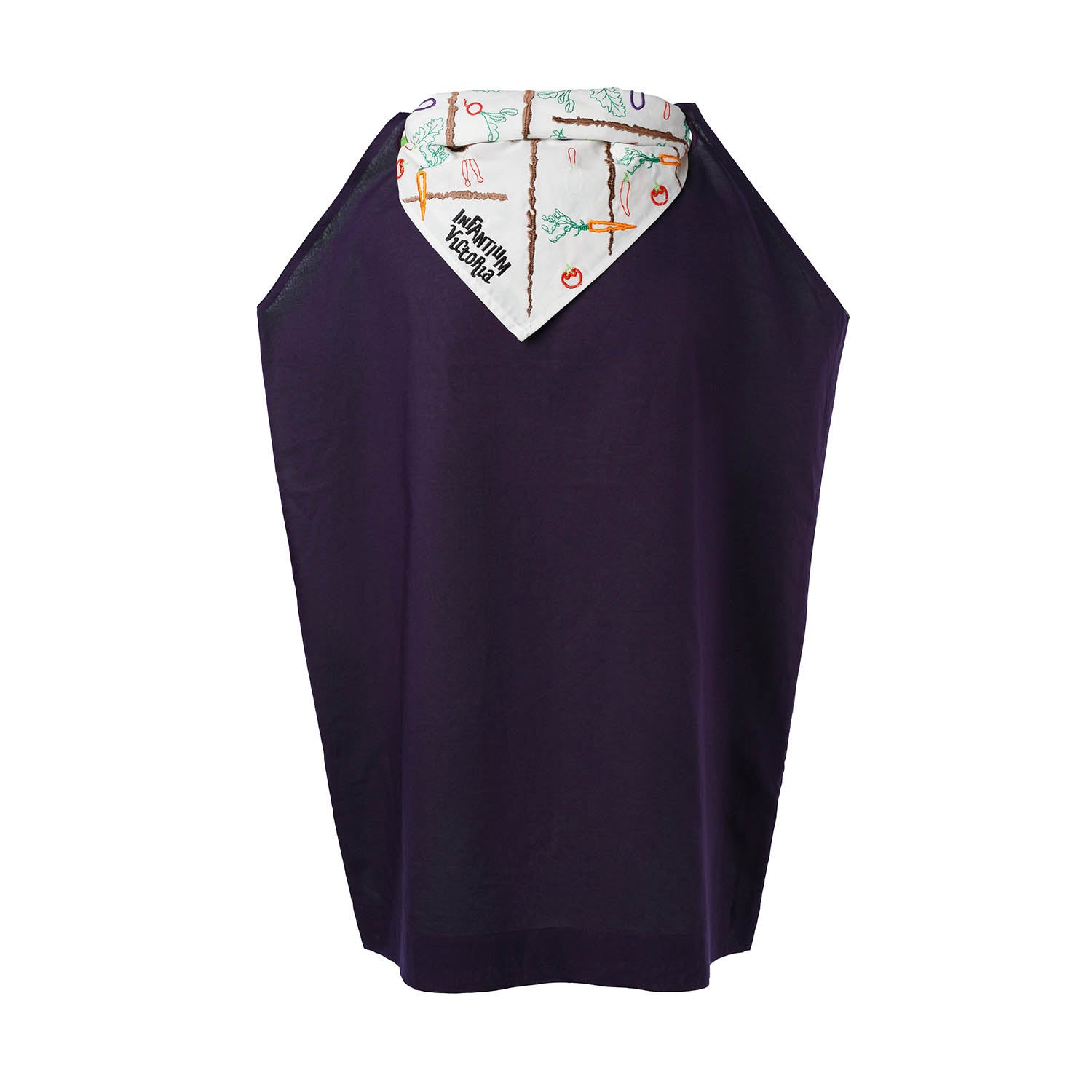 Purple Dress with Embroidered Scarf and Wooden Charm - Image 2