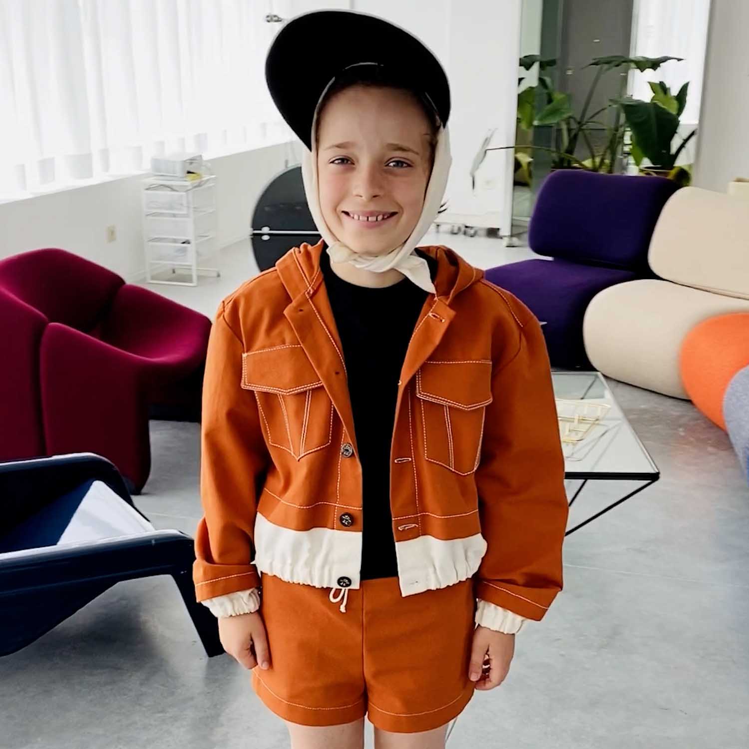 Orange Bomber Jacket for Kids - Image 2