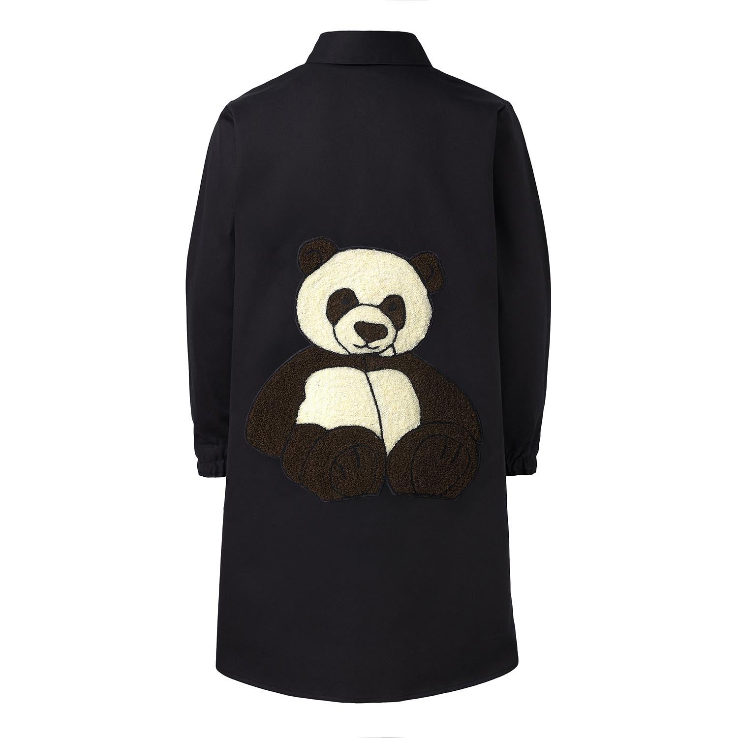 Girls Black Shirt Dress with Panda Embroidery - Image 4
