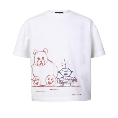Kids' Oversized White T Shirt with Hand Painting