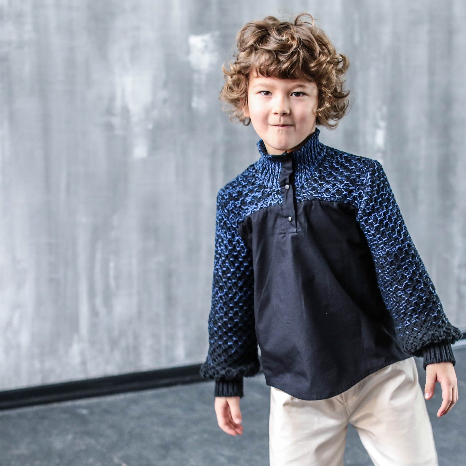 Black Shirt with Knitwear - Organic Cotton - Image 2